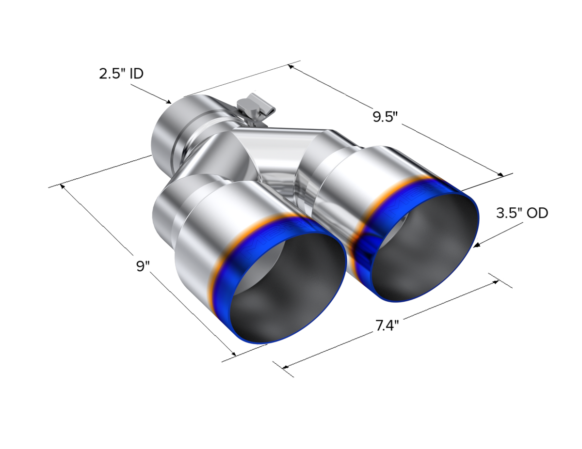 MBRP Exhaust Tip 2.5-Inch Inlet 3.5-Inch Outlet 9.5-Inch Length Single Wall Burnt End T304 Stainless Steel Universal Fit Left 9 Right 9.5
