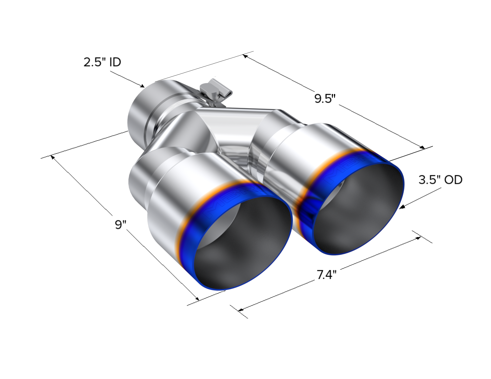 MBRP Exhaust Tip 2.5-Inch Inlet 3.5-Inch Outlet 9.5-Inch Length Single Wall Burnt End T304 Stainless Steel Universal Fit Left 9 Right 9.5
