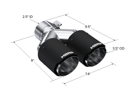 MBRP Exhaust Tip 2.5-Inch Inlet 3.5-Inch Outlet 9.45-Inch Length Dual Wall Carbon Fiber Universal Fit Left 9 Right 9.5