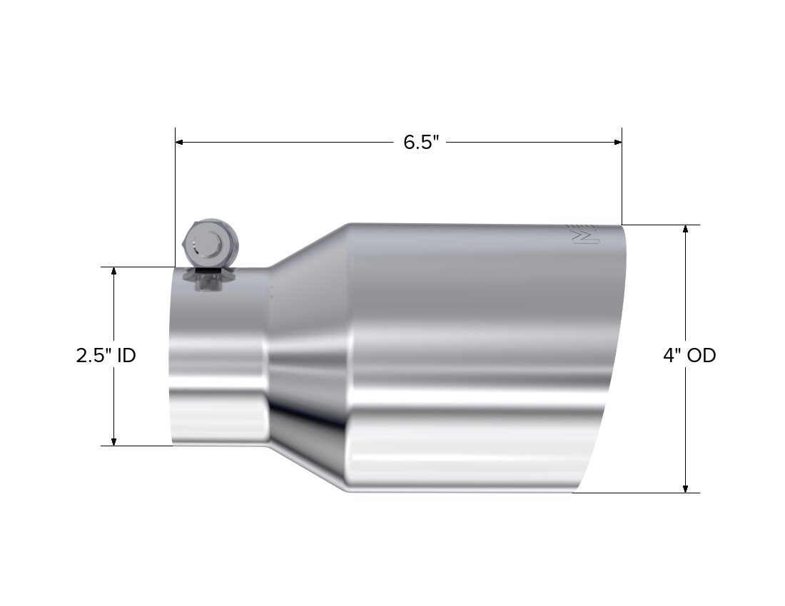 MBRP Exhaust Tip 2.5-Inch Inlet 4-Inch Outlet 6.5-Inch Length Single Wall Angle Cut T304 Stainless Steel Universal Fit