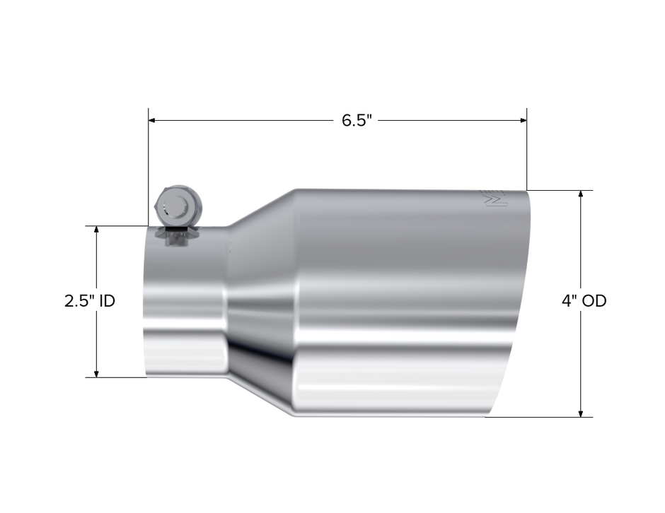 MBRP Exhaust Tip 2.5-Inch Inlet 4-Inch Outlet 6.5-Inch Length Single Wall Angle Cut T304 Stainless Steel Universal Fit