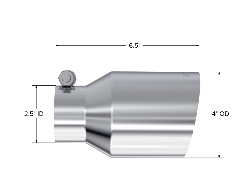 MBRP Exhaust Tip 2.5-Inch Inlet 4-Inch Outlet 6.5-Inch Length Single Wall Angle Cut T304 Stainless Steel Universal Fit