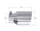 MBRP Exhaust Tip 2.5-Inch Inlet 4-Inch Outlet 6.5-Inch Length Single Wall Angle Cut T304 Stainless Steel Universal Fit