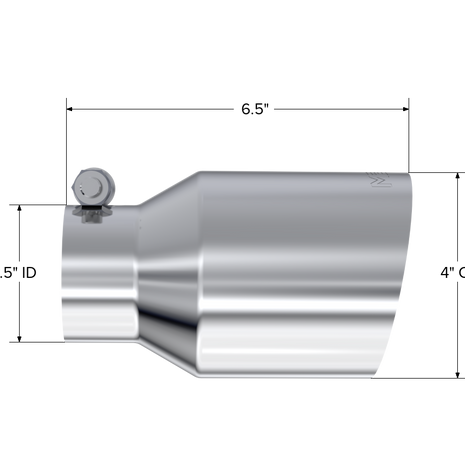MBRP Exhaust Tip 2.5-Inch Inlet 4-Inch Outlet 6.5-Inch Length Single Wall Angle Cut T304 Stainless Steel Universal Fit