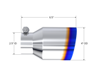 MBRP Exhaust Tip 2.5-Inch Inlet 4-Inch Outlet 6.5-Inch Length Single Wall Angle Cut Burnt End T304 Stainless Steel Universal Fit