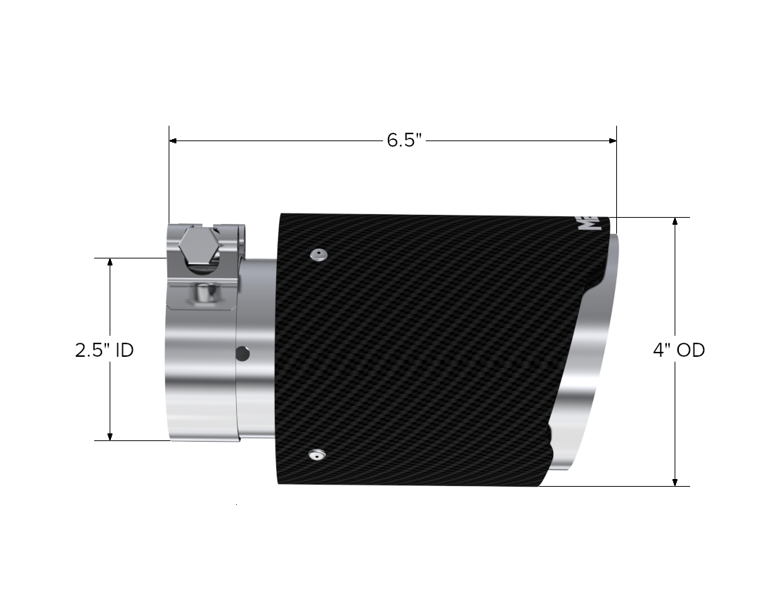 MBRP Exhaust Tip 2.5-Inch Inlet 4-Inch Outlet 6.5-Inch Length Dual Wall Angle Cut Carbon Fiber Universal Fit