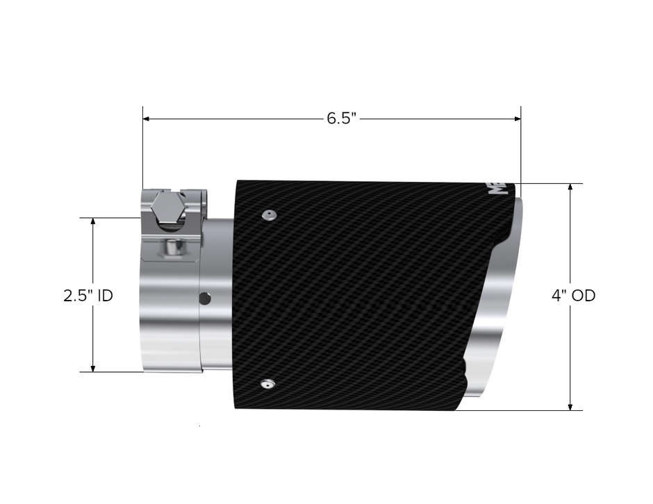 MBRP Exhaust Tip 2.5-Inch Inlet 4-Inch Outlet 6.5-Inch Length Dual Wall Angle Cut Carbon Fiber Universal Fit