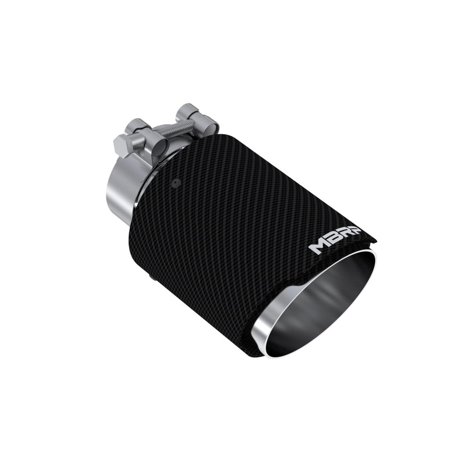 MBRP Exhaust Tip 2.5-Inch Inlet 4-Inch Outlet 6.5-Inch Length Dual Wall Angle Cut Carbon Fiber Universal Fit