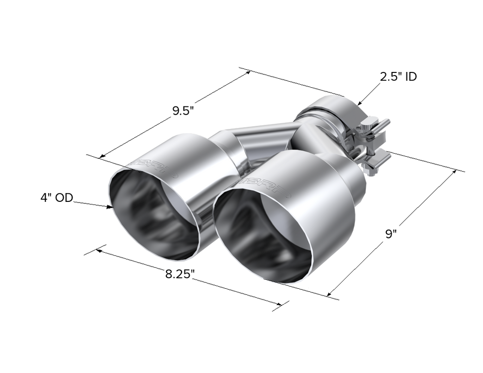 MBRP Exhaust Tip 2.5-Inch Inlet 4-Inch Outlet 9.55-Inch Length Single Wall T304 Stainless Steel Universal Fit Left 9.5 Right 9