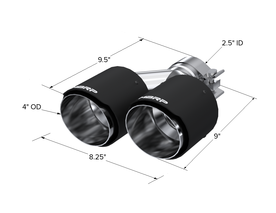 MBRP Exhaust Tip 2.5-Inch Inlet 4-Inch Outlet 9.50-Inch Length Dual Wall Carbon Fiber Universal Fit