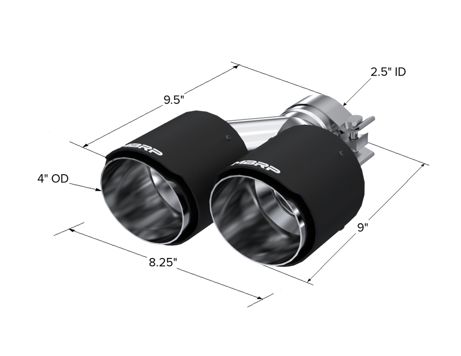 MBRP Exhaust Tip 2.5-Inch Inlet 4-Inch Outlet 9.50-Inch Length Dual Wall Carbon Fiber Universal Fit