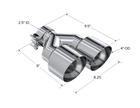 MBRP Exhaust Tip 2.5-Inch Inlet 4-Inch Outlet 9.55-Inch Length Single Wall T304 Stainless Steel Universal Fit Left 9 Right 9.5