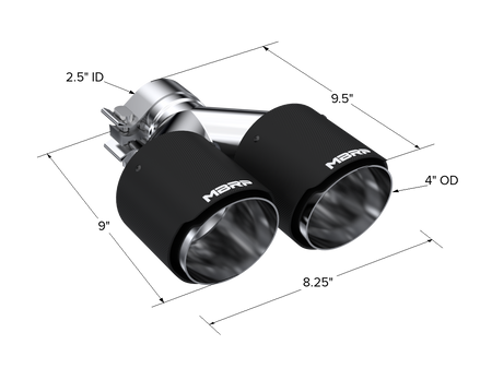 MBRP Exhaust Tip 2.5-Inch Inlet 4-Inch Outlet 9.5-Inch Length Dual Wall Carbon Fiber Universal Fit