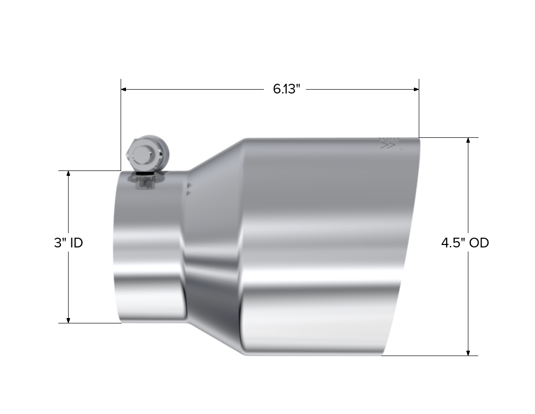 MBRP Exhaust Tip 4.5-Inch Outlet Angle Cut T304 Stainless Steel Universal Fit