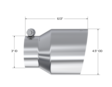 MBRP Exhaust Tip 4.5-Inch Outlet Angle Cut T304 Stainless Steel Universal Fit