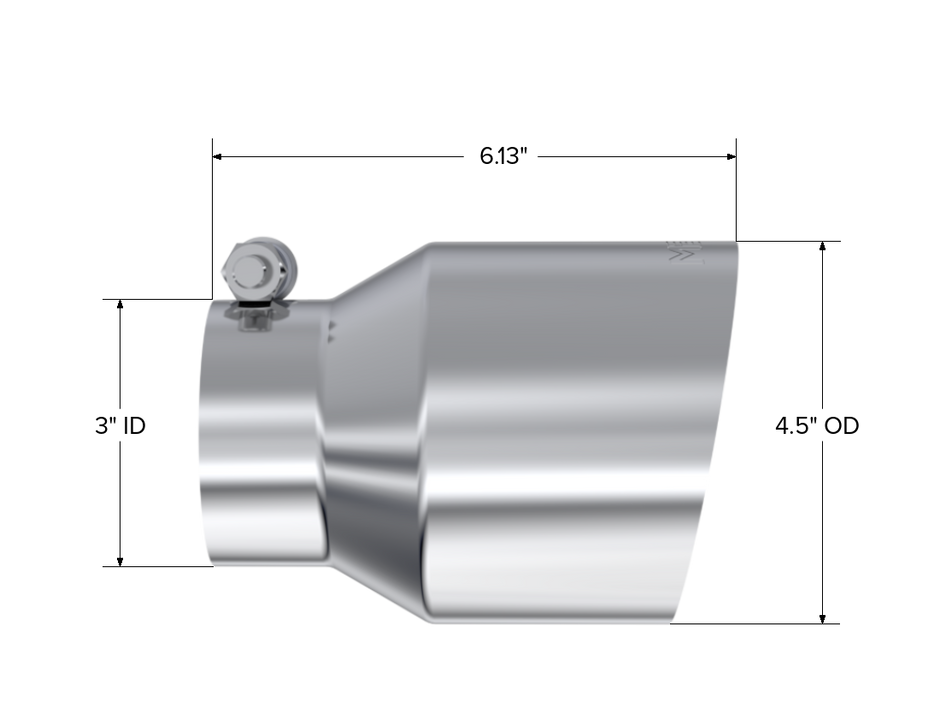 MBRP Exhaust Tip 4.5-Inch Outlet Angle Cut T304 Stainless Steel Universal Fit