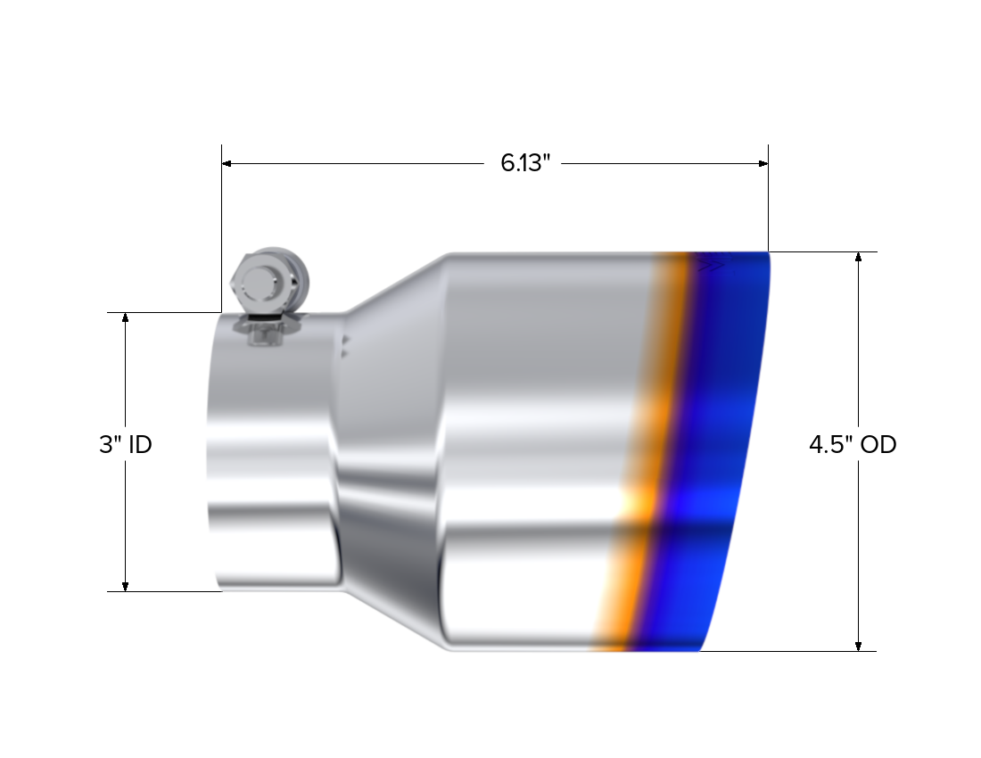 MBRP Exhaust Tip 3-Inch Inlet 4.5-Inch Outlet 6.13-Inch Length Angle Cut Burnt End T304 Stainless Steel Universal Fit
