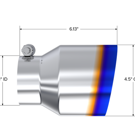 MBRP Exhaust Tip 3-Inch Inlet 4.5-Inch Outlet 6.13-Inch Length Angle Cut Burnt End T304 Stainless Steel Universal Fit