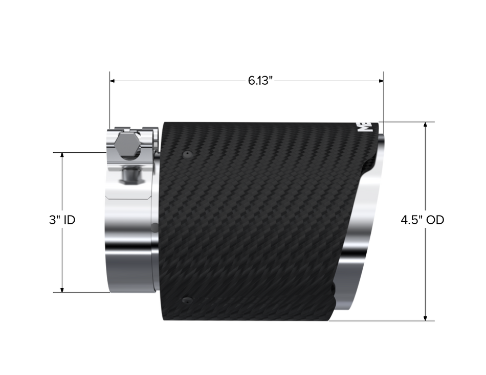 MBRP Exhaust Tip 3-Inch Inlet 4.5-Inch Outlet 6.13-Inch Length Dual Wall Carbon Fiber Universal Fit