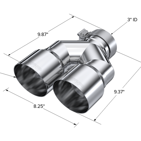 MBRP Exhaust Tip 3-Inch Inlet 4-Inch Outlet 9.87-Inch Length Dual Wall T304 Stainless Steel Universal Fit Left 9.87 Right 9.37