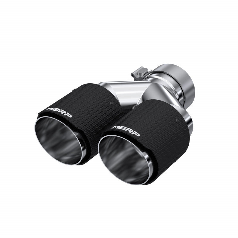 MBRP Exhaust Tip 3-Inch Inlet 4-Inch Outlet 9.87-Inch Length Dual Wall Carbon Fiber Universal Fit Left 9.87 Right 9.37
