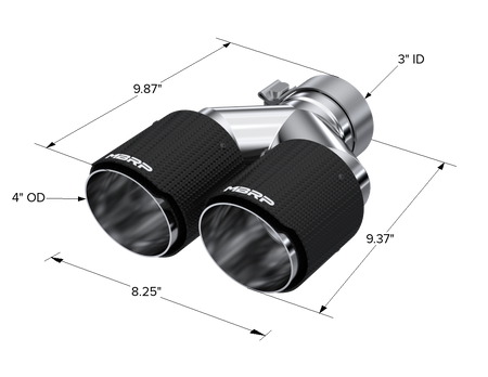 MBRP Exhaust Tip 3-Inch Inlet 4-Inch Outlet 9.87-Inch Length Dual Wall Carbon Fiber Universal Fit Left 9.87 Right 9.37