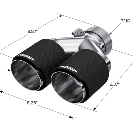 MBRP Exhaust Tip 3-Inch Inlet 4-Inch Outlet 9.87-Inch Length Dual Wall Carbon Fiber Universal Fit Left 9.87 Right 9.37