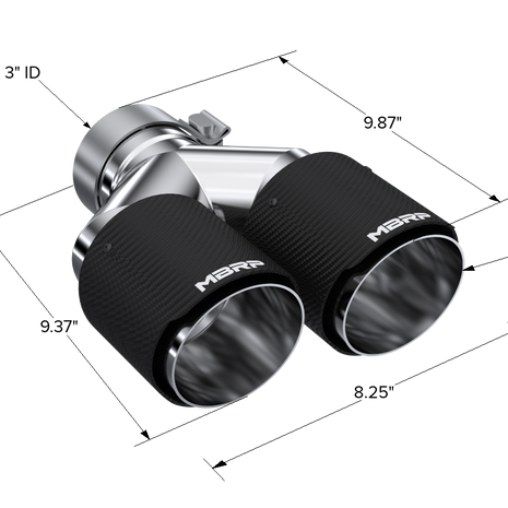 MBRP Exhaust Tip 3-Inch Inlet 4-Inch Outlet 9.87-Inch Length Dual Wall Carbon Fiber Universal Fit Left 9.37 Right 9.87
