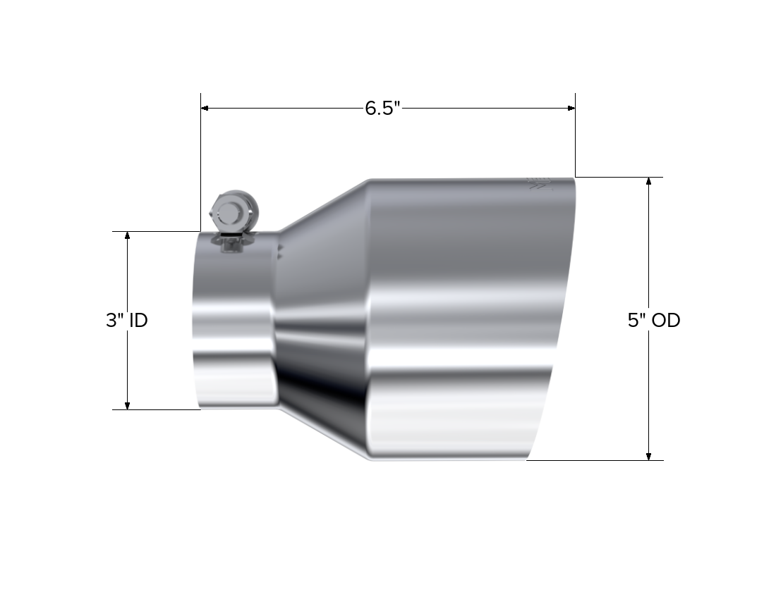 MBRP Exhaust Tip Single Wall Angle Cut T304 Stainless Steel Universal Fit