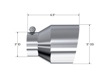 MBRP Exhaust Tip Single Wall Angle Cut T304 Stainless Steel Universal Fit