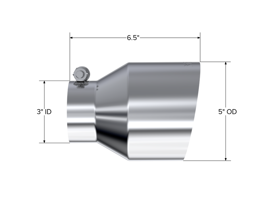 MBRP Exhaust Tip Single Wall Angle Cut T304 Stainless Steel Universal Fit