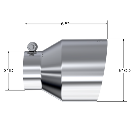MBRP Exhaust Tip Single Wall Angle Cut T304 Stainless Steel Universal Fit