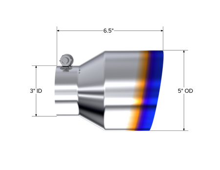 MBRP Exhaust Tip 4.5-Inch Outlet Single Wall Angle Cut Burnt End T304 Stainless Steel Universal Fit