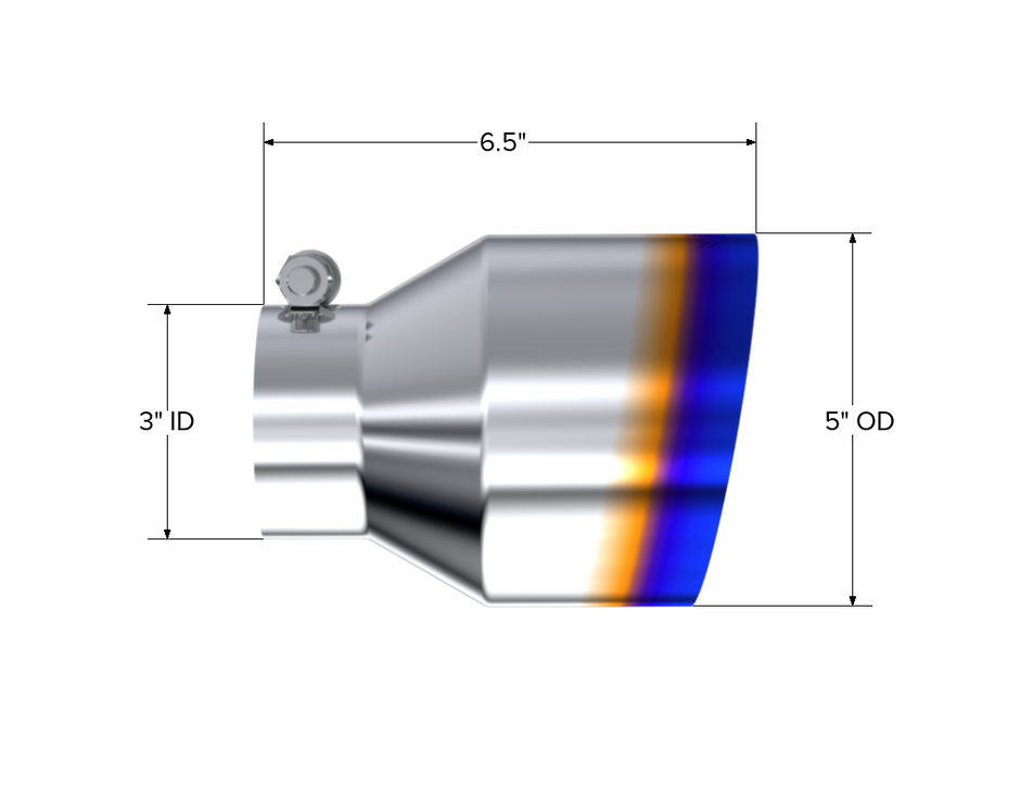 MBRP Exhaust Tip 4.5-Inch Outlet Single Wall Angle Cut Burnt End T304 Stainless Steel Universal Fit