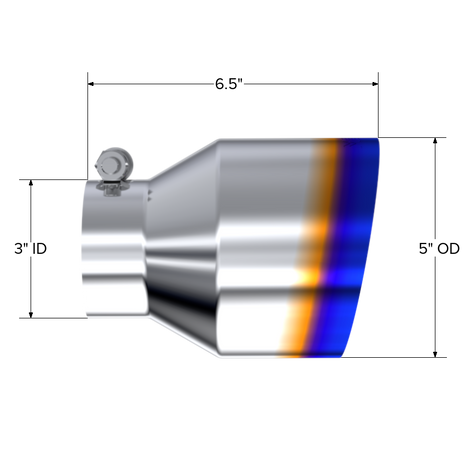 MBRP Exhaust Tip 4.5-Inch Outlet Single Wall Angle Cut Burnt End T304 Stainless Steel Universal Fit