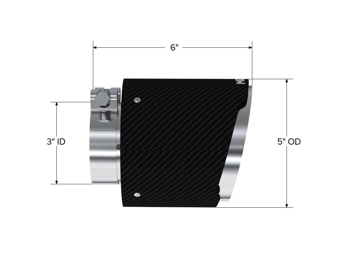 MBRP Exhaust Tip Dual Wall Angle Cut Carbon Fiber Universal Fit Polished