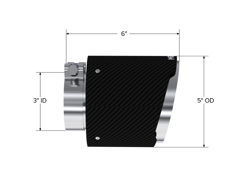 MBRP Exhaust Tip Dual Wall Angle Cut Carbon Fiber Universal Fit Polished