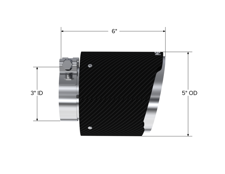 MBRP Exhaust Tip Dual Wall Angle Cut Carbon Fiber Universal Fit Polished