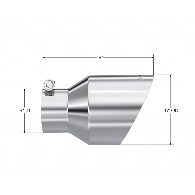 MBRP Exhaust Tip 3-Inch Inlet 5-Inch Outlet 8-Inch Length Dual Wall Angle Cut T304 Stainless Steel Universal Fit