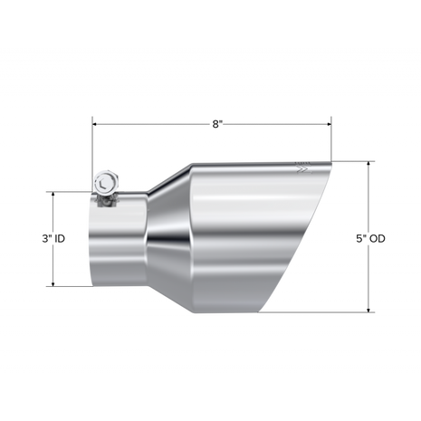 MBRP Exhaust Tip 3-Inch Inlet 5-Inch Outlet 8-Inch Length Dual Wall Angle Cut T304 Stainless Steel Universal Fit
