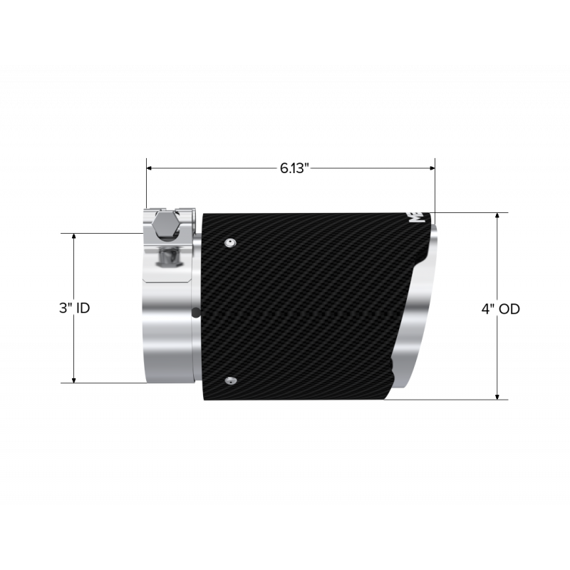 MBRP Exhaust Tip 3-Inch Inlet 4-Inch Outlet 6.13-Inch Length Dual Wall Angle Cut Stainless Steel Universal Fit
