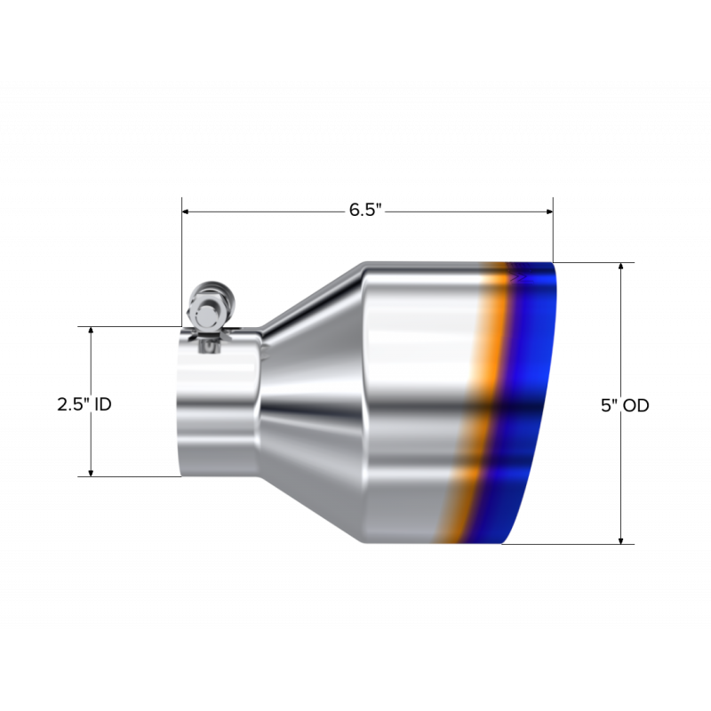 MBRP Exhaust Tip 2.5-Inch Inlet 5-Inch Outlet 6.5-Inch Length Single Wall Angle Cut Stainless Steel Universal Fit