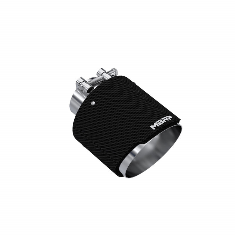 MBRP Exhaust Tip 2.5-Inch Inlet 5-Inch Outlet 6.5-Inch Length Dual Wall Angle Cut Carbon Fiber Universal Fit