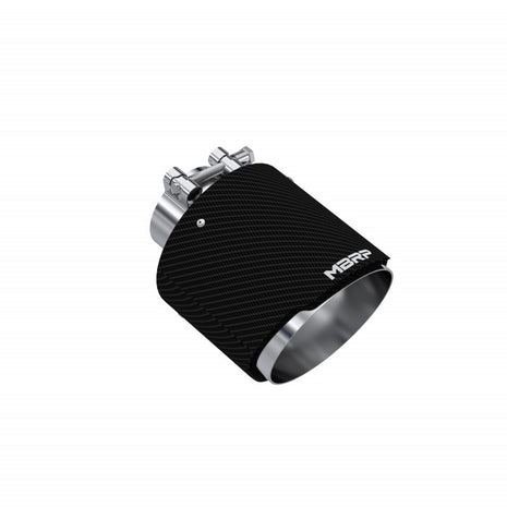 MBRP Exhaust Tip 2.5-Inch Inlet 5-Inch Outlet 6.5-Inch Length Dual Wall Angle Cut Carbon Fiber Universal Fit