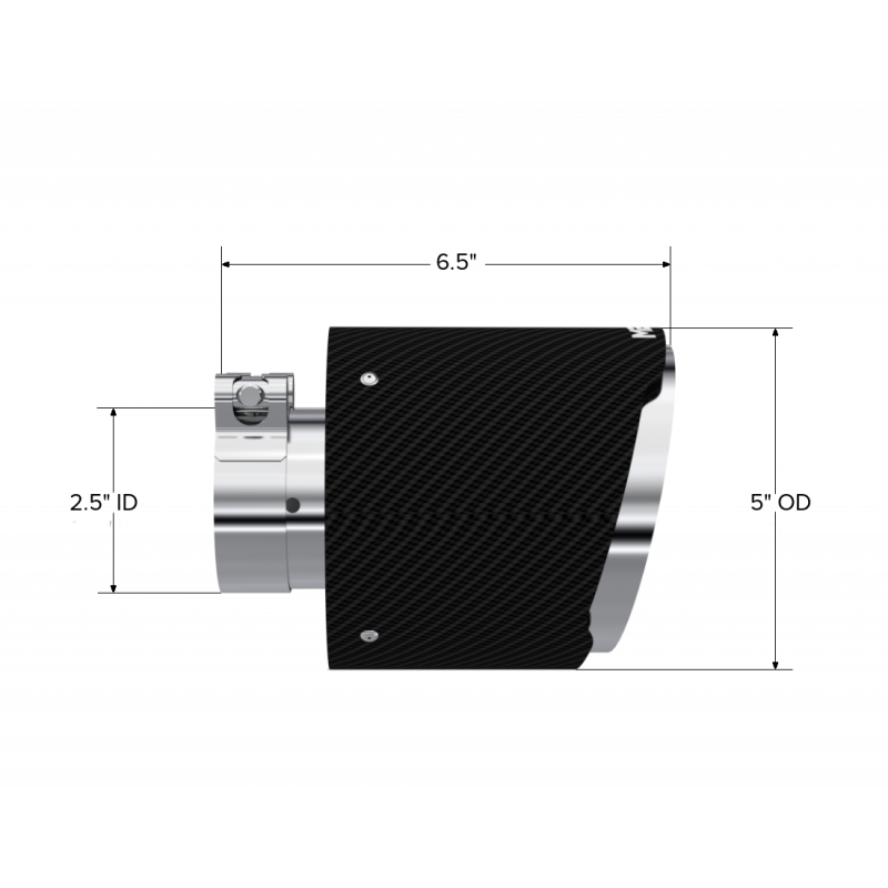 MBRP Exhaust Tip 2.5-Inch Inlet 5-Inch Outlet 6.5-Inch Length Dual Wall Angle Cut Carbon Fiber Universal Fit