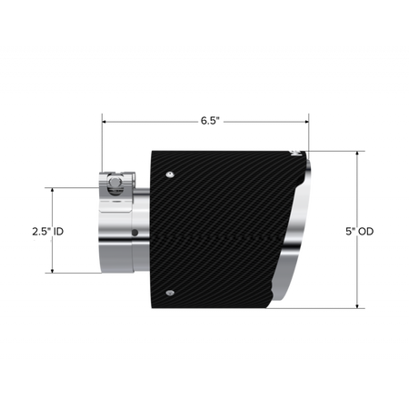 MBRP Exhaust Tip 2.5-Inch Inlet 5-Inch Outlet 6.5-Inch Length Dual Wall Angle Cut Carbon Fiber Universal Fit