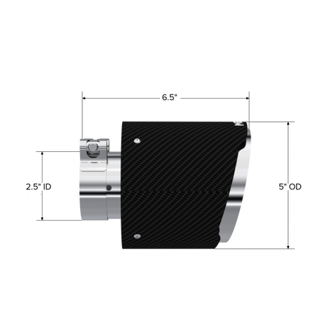 MBRP Exhaust Tip 2.5-Inch Inlet 5-Inch Outlet 6.5-Inch Length Dual Wall Angle Cut Carbon Fiber Universal Fit