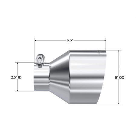 MBRP Exhaust Tip 2.5-Inch Inlet 5-Inch Outlet 6.5-Inch Length Single Wall Angle Cut T304 Stainless Steel Universal Fit