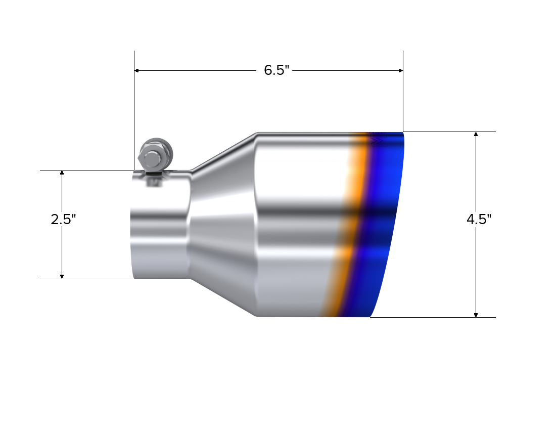 MBRP Exhaust Tip 2.5-Inch Inlet 4.5-Inch Outlet 6.5-Inch Length Single Wall Angle Cut Burnt End T304 Stainless Steel Universal Fit
