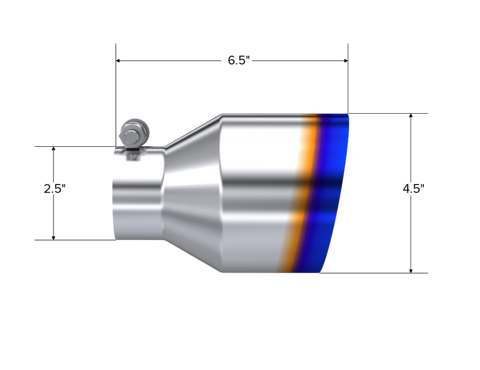 MBRP Exhaust Tip 2.5-Inch Inlet 4.5-Inch Outlet 6.5-Inch Length Single Wall Angle Cut Burnt End T304 Stainless Steel Universal Fit